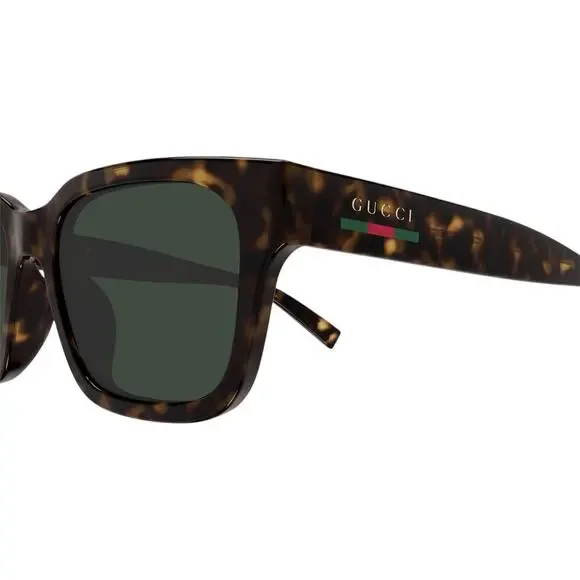 New GUCCI Sunglasses Brown Gold Red Green Web 55-20-145 mm Mens Square Gucci